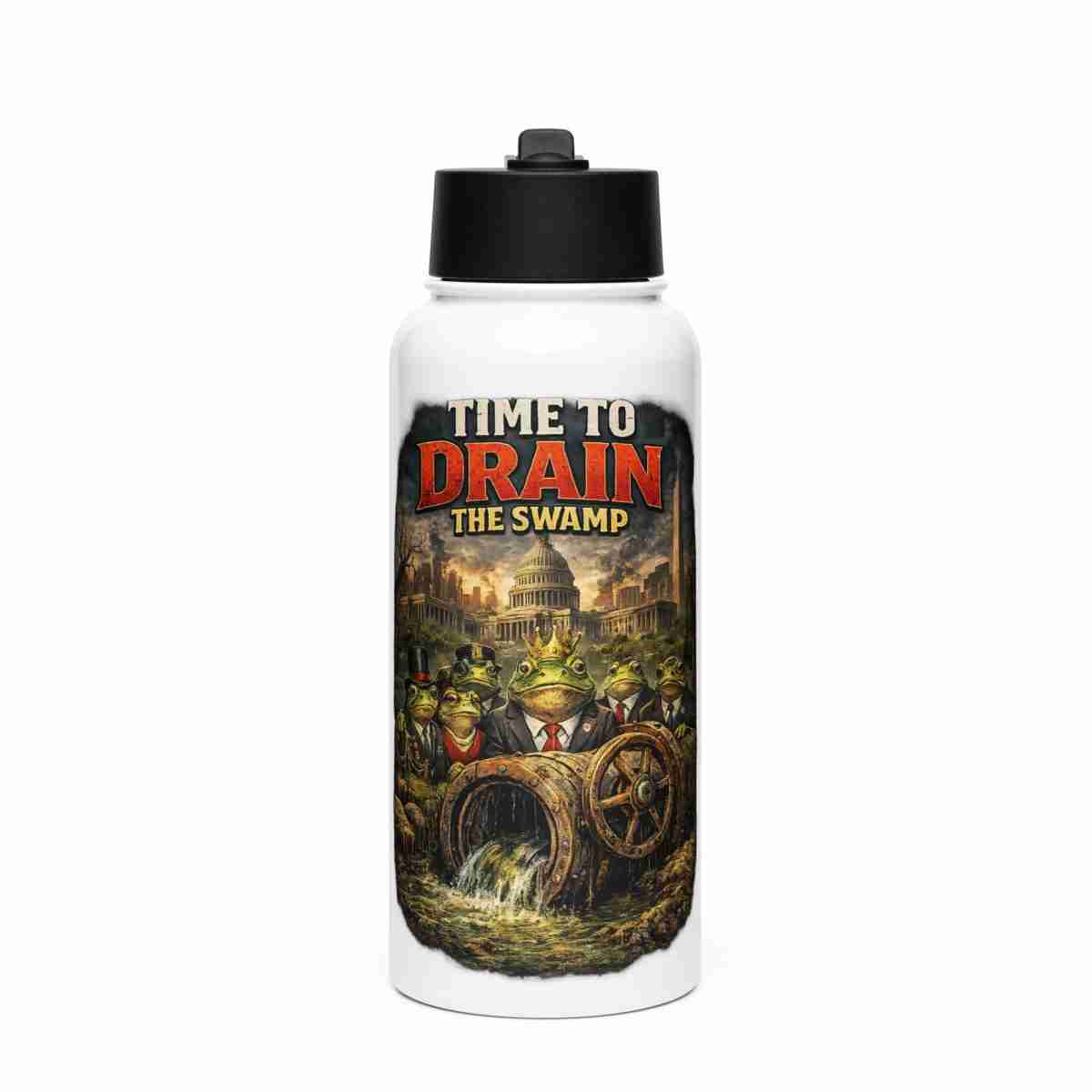Drain the Swamp = Compliant Defiant - steel water bottle with a straw lid