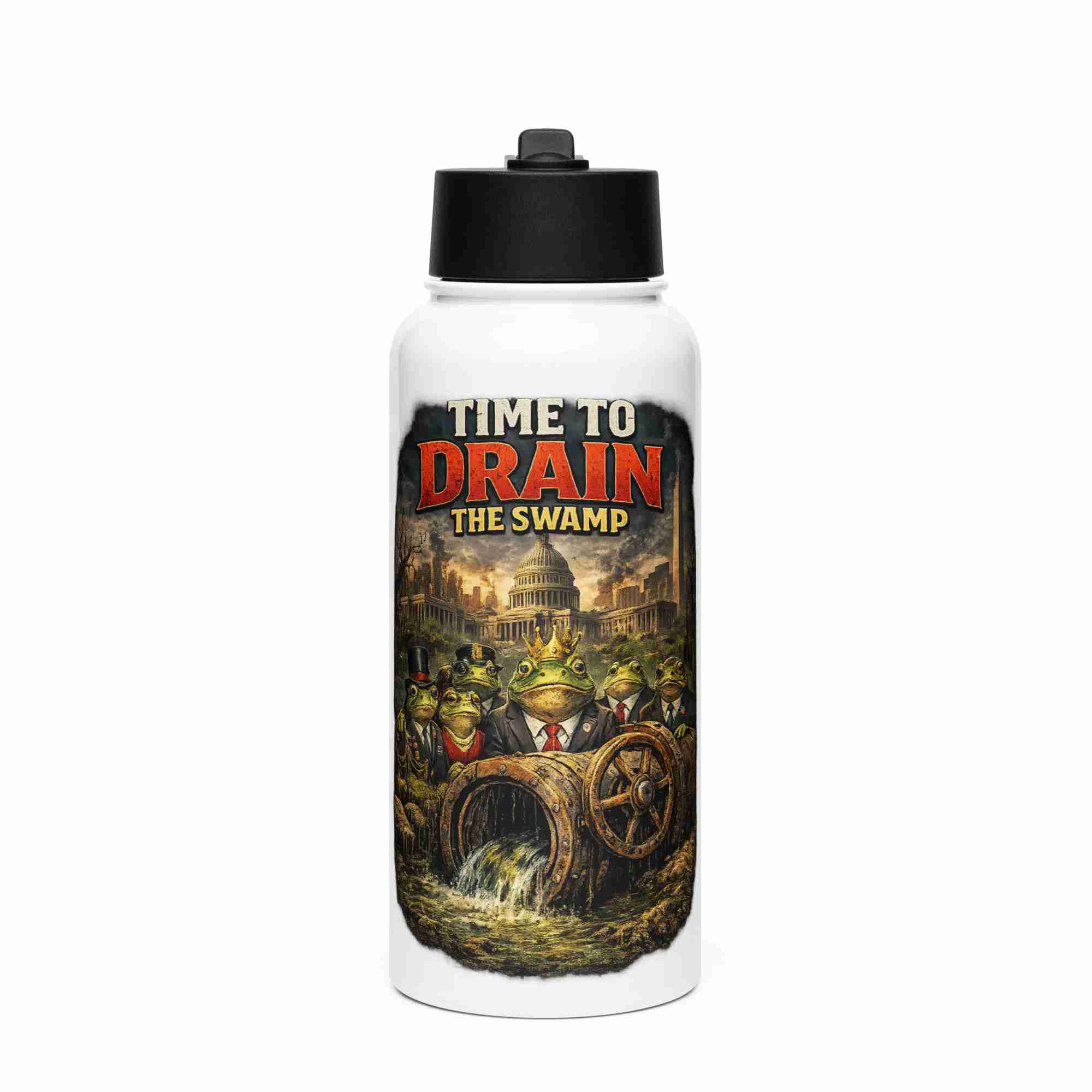 Drain the Swamp = Compliant Defiant - steel water bottle with a straw lid - Image 1
